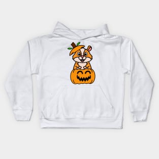 Funny Hamster is in a pumpkin Kids Hoodie